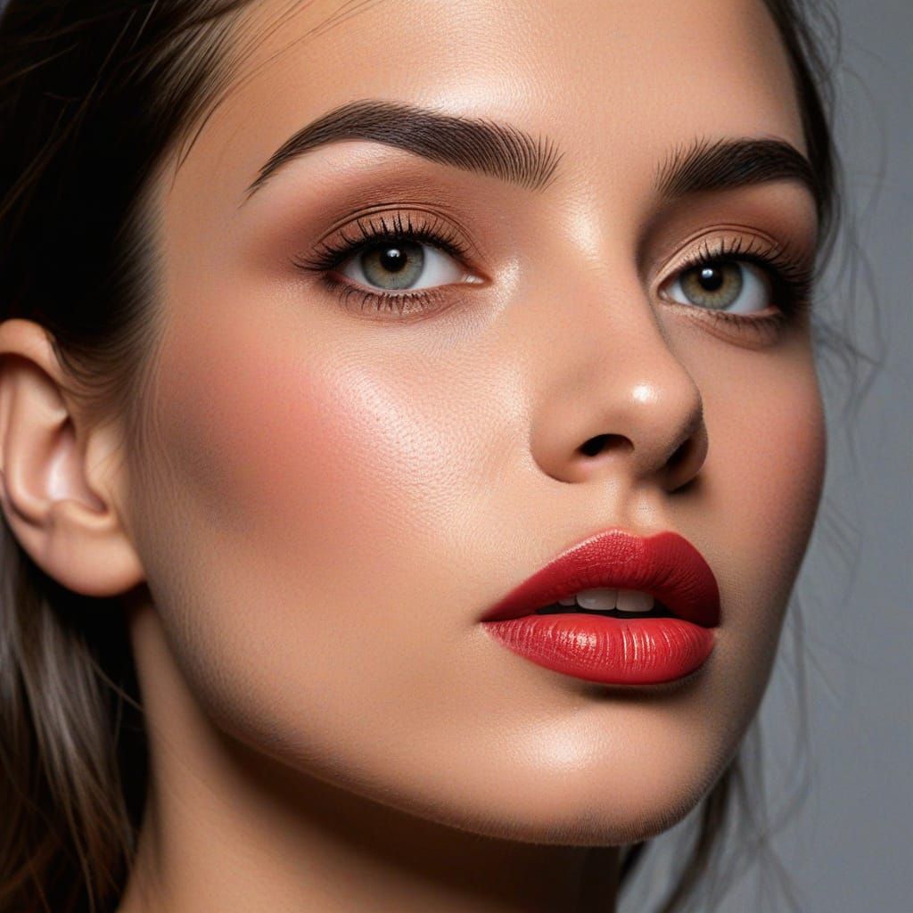 Gorgeous Woman in Painterly Thick and Thin Broad-Stroke Tech...