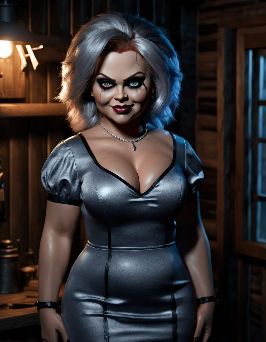 Sultry Bride of Chucky in Dark Cottage