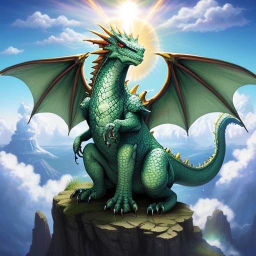 Fantasy Dragon in Divine Sunlight