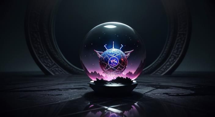 Vampire Trapped in Glass Sphere: 3D Cinematic Art