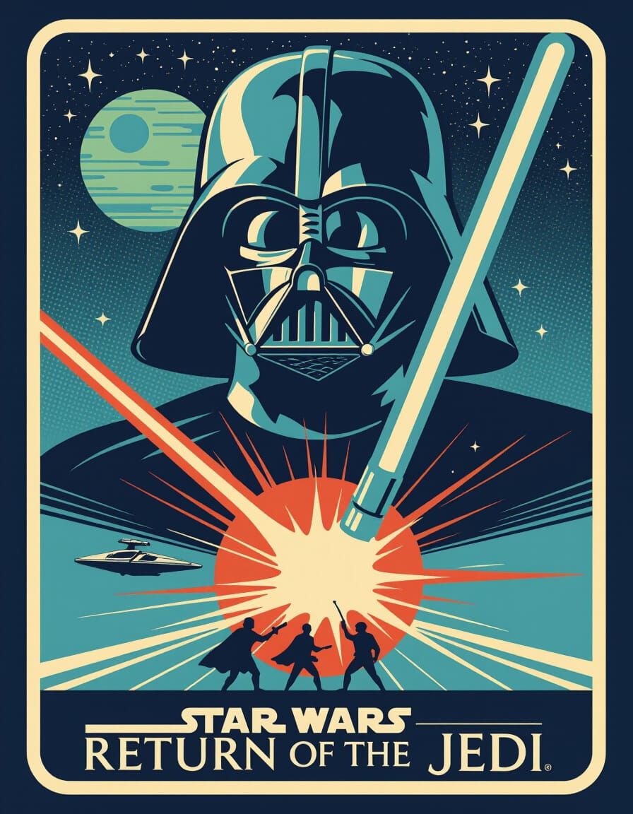 Star Wars Return of the Jedi Poster in Mid-Century Modern St...