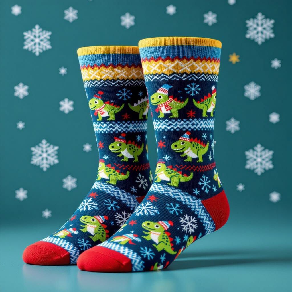 Dinosaur christmas socks
