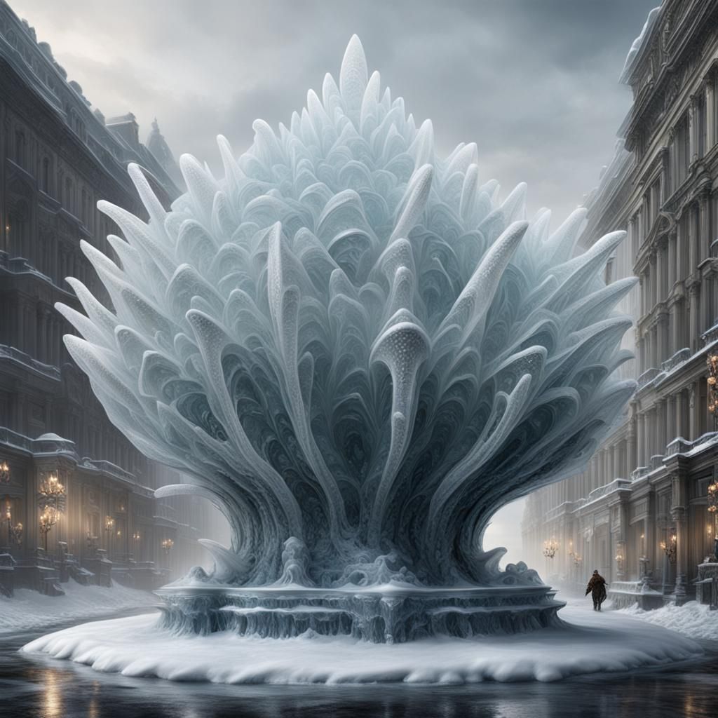 Mollusk Ice Sculpture: Dramatic Digital Painting