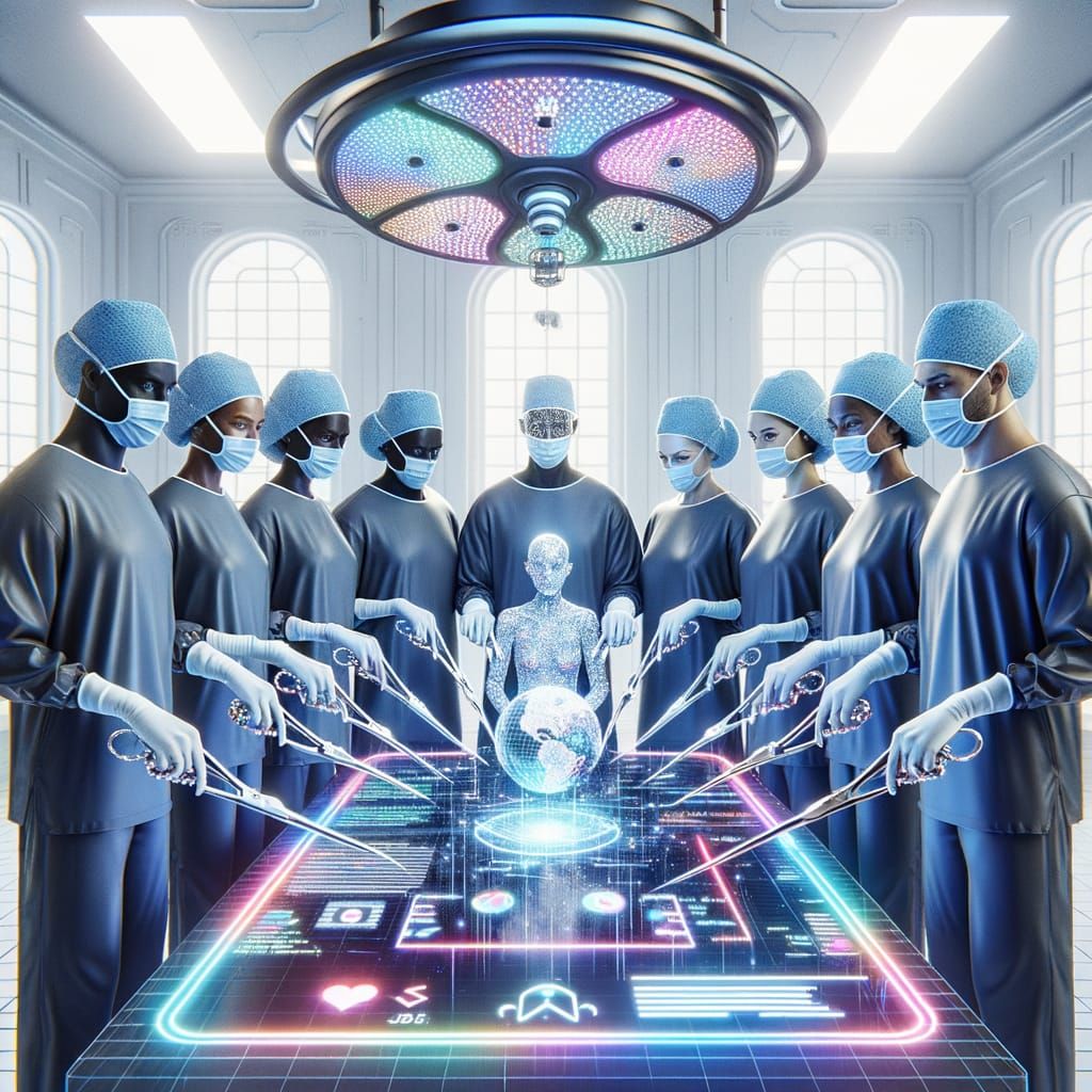 Surreal Cyberpunk Medical Team Performs Code-Based Surgery i...