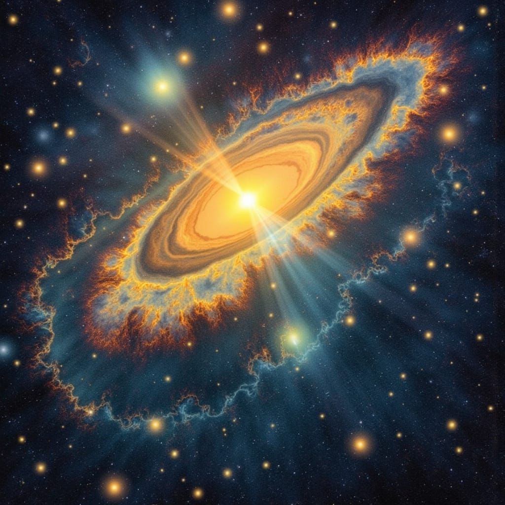 Ethereal Night Sky with Nebulae and Lightning