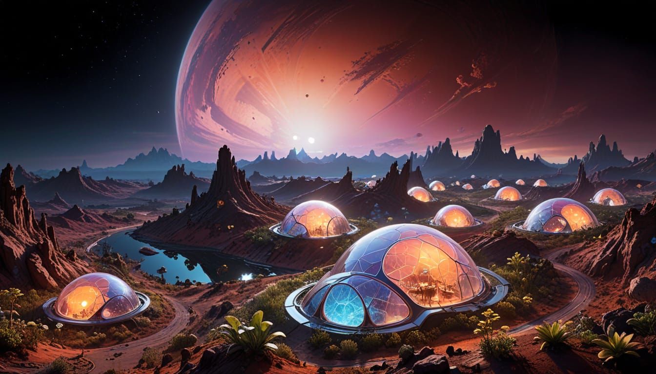 Solarpunk Settlement on Tau Ceti e