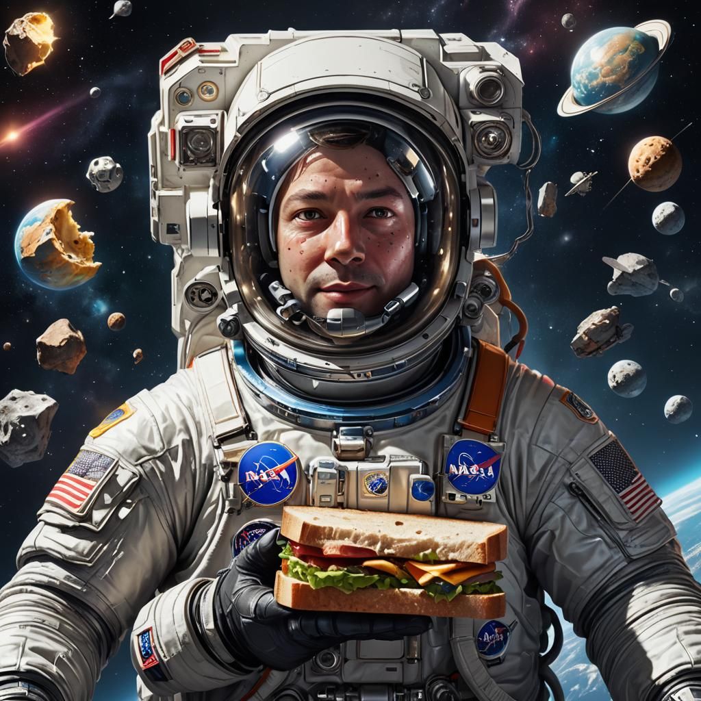 Astronaut Enjoying Lunch in Space: 3D Concept Art