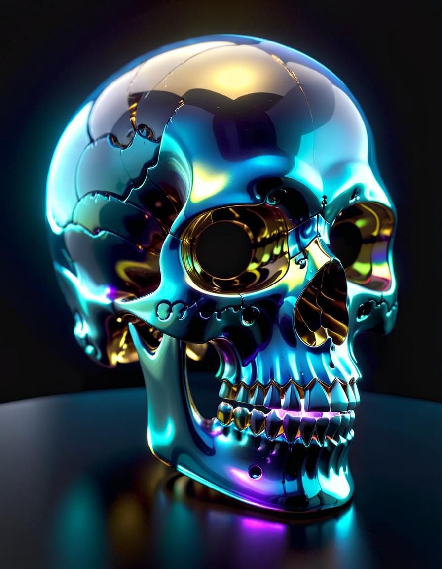Iridescent Glass Skull with 3D Shading