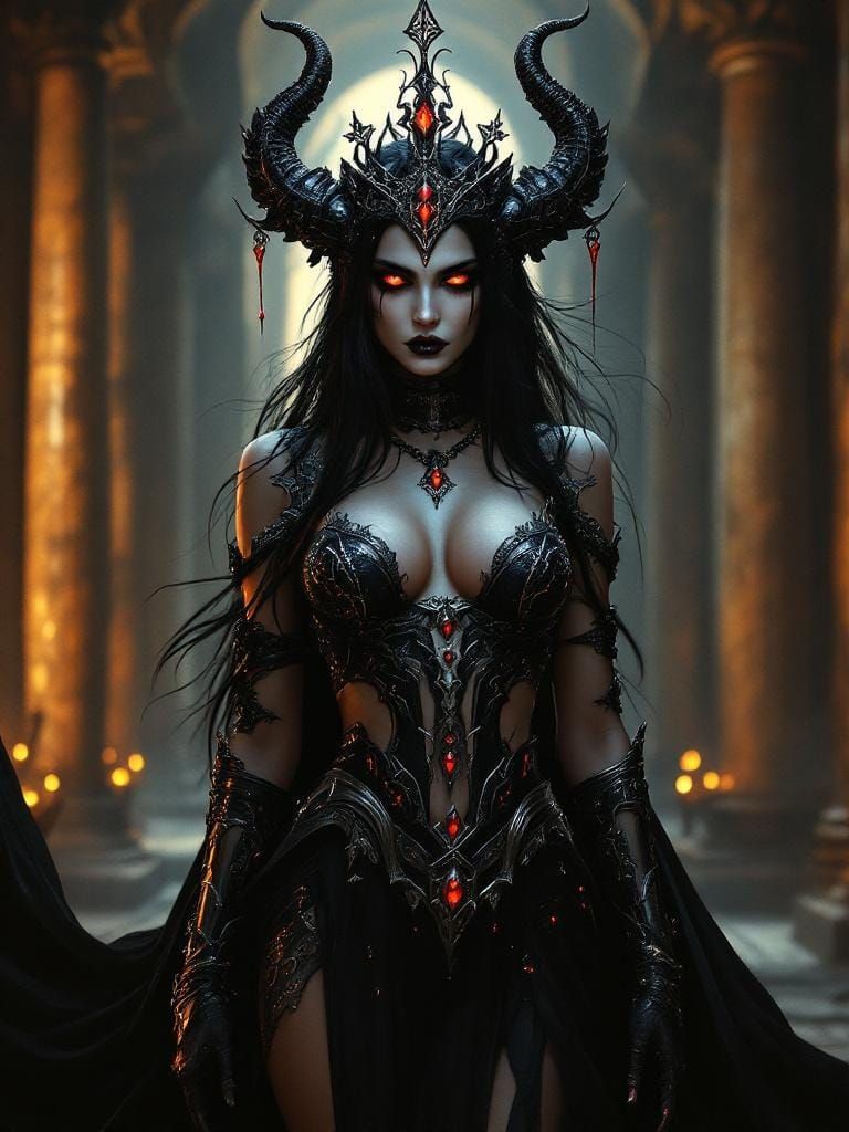 Demonic Empress Portrait in Hyper-Realistic Fantasy Style