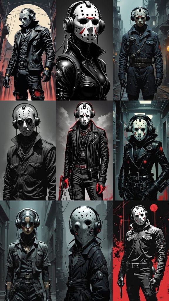 Jason Voorhees in Retro Cartoon Goth-Punk Style