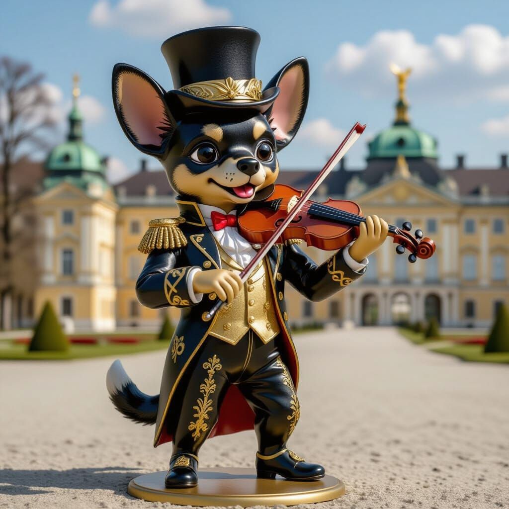 Brass Chihuahua Conductor Outside Imperial Castle: 3D Render