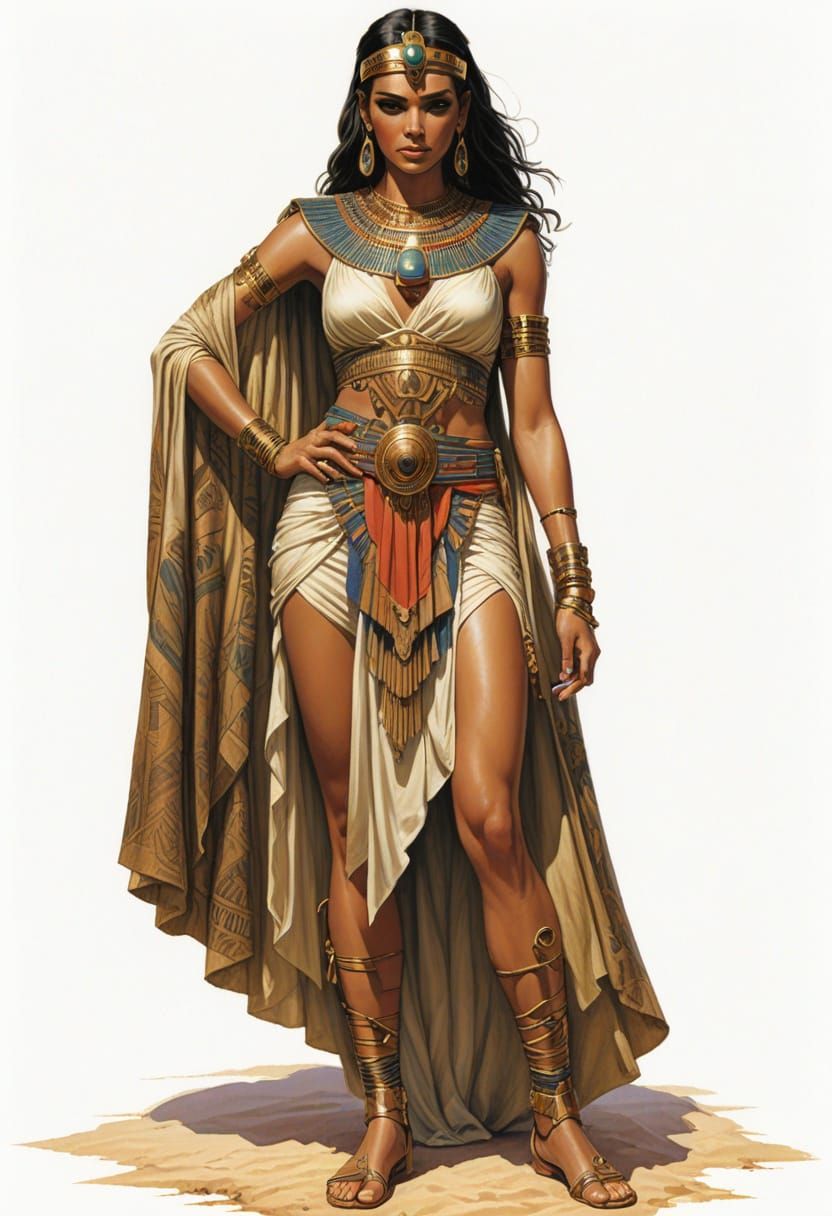 Egyptian Goddess in Desert Oasis Fantasy Art