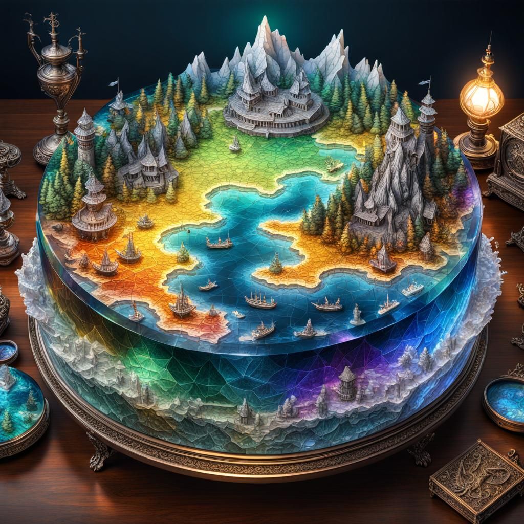 Medieval Crystal Map with Rainbow Gradient Colors