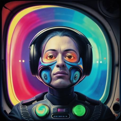 Alien and Human Baby in Surreal Oil Painting