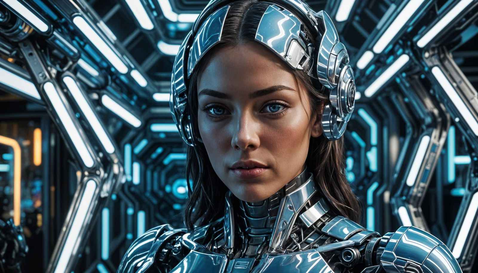 Futuristic AI fembot