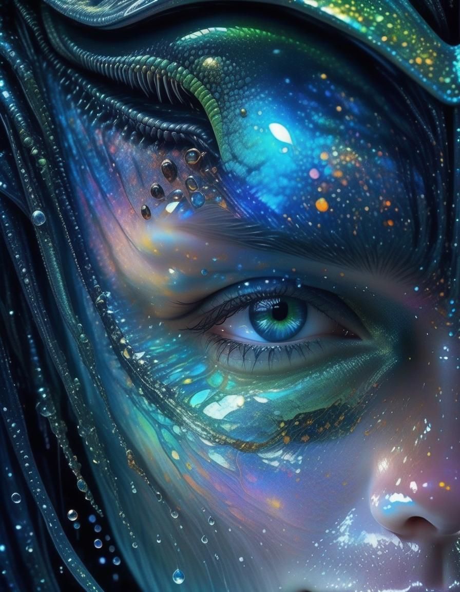 Xenomorph Hybrid in Starship Shower: Digital Art