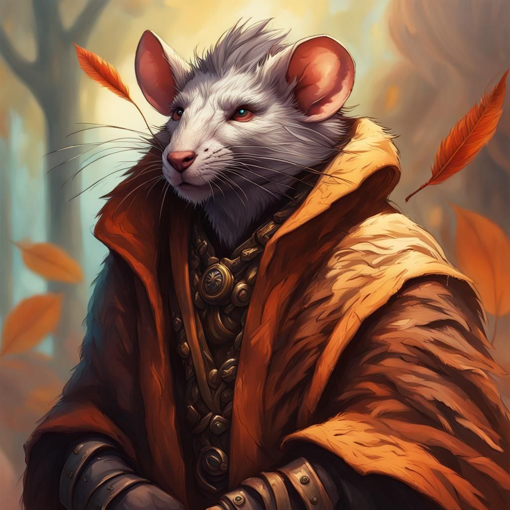 Hyperrealistic Ratfolk Wizard in Fur Robes