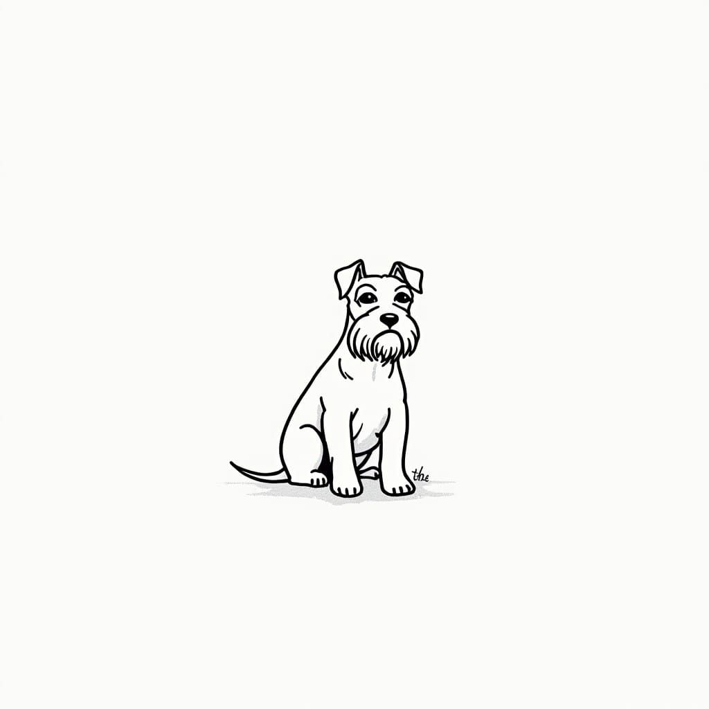 Minimalist Black Line Art of a Schnauzer