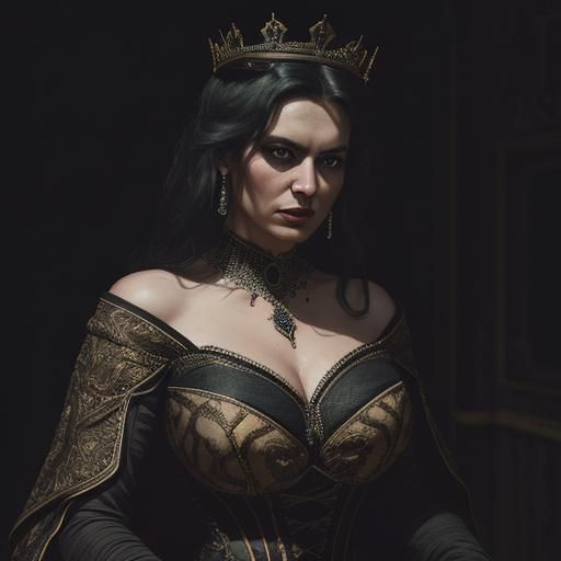 Exotic Queen in Dark Chamber: Digital Art