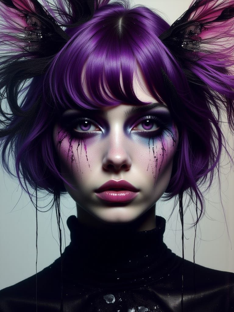 Gothic Despaircore Portrait of a Melancholic Woman