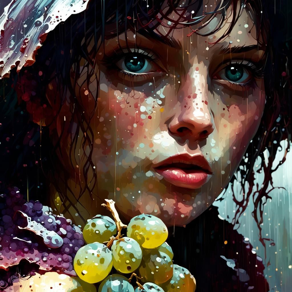 Grape Close-Up in Maximalist Style