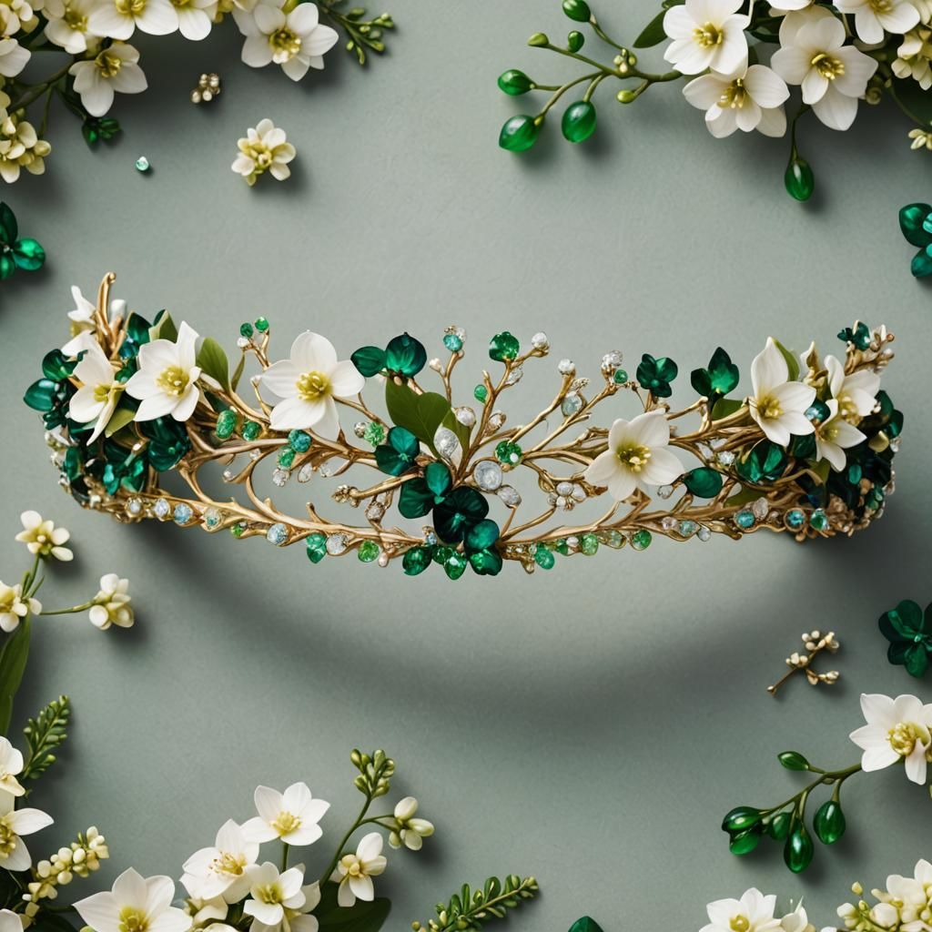Emerald and Opal Tiara Inspired by Hydrangeas