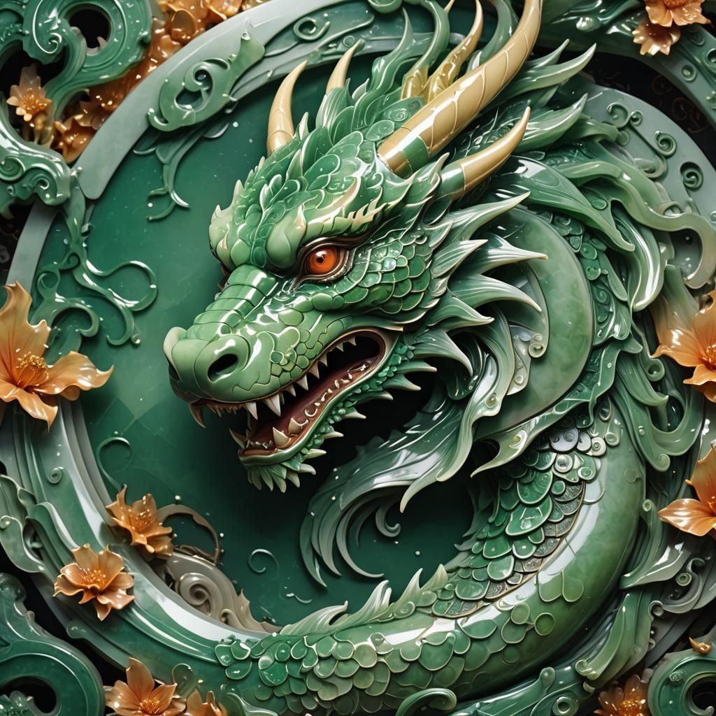 Intricately Detailed Jade Dragon Sculpture