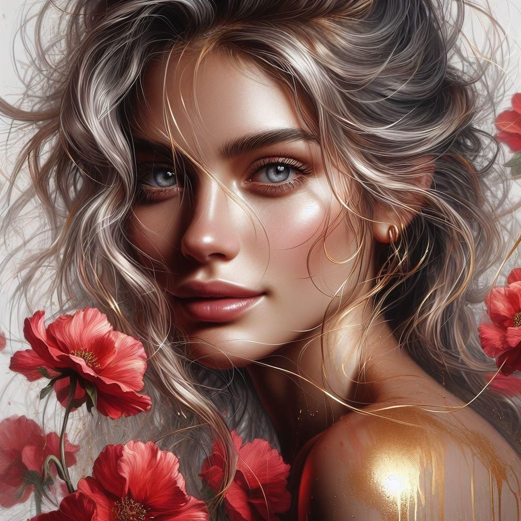 Elegant Blonde Portrait: AI Generated Beauty