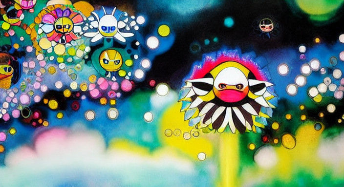 Whimsical Surreal Garden in Vibrant Pastels