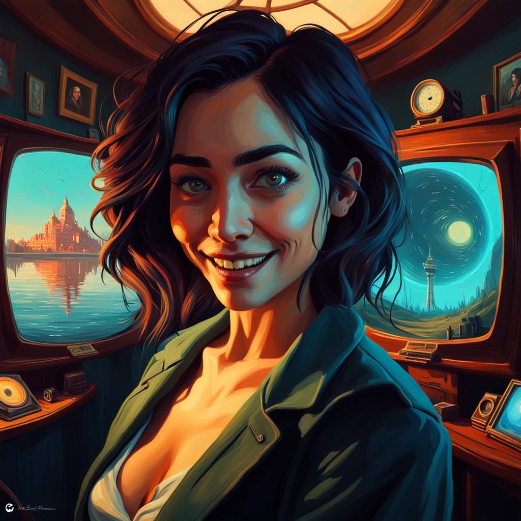 Gen-Z Selfie: Digital Painting in Art Nouveau Style