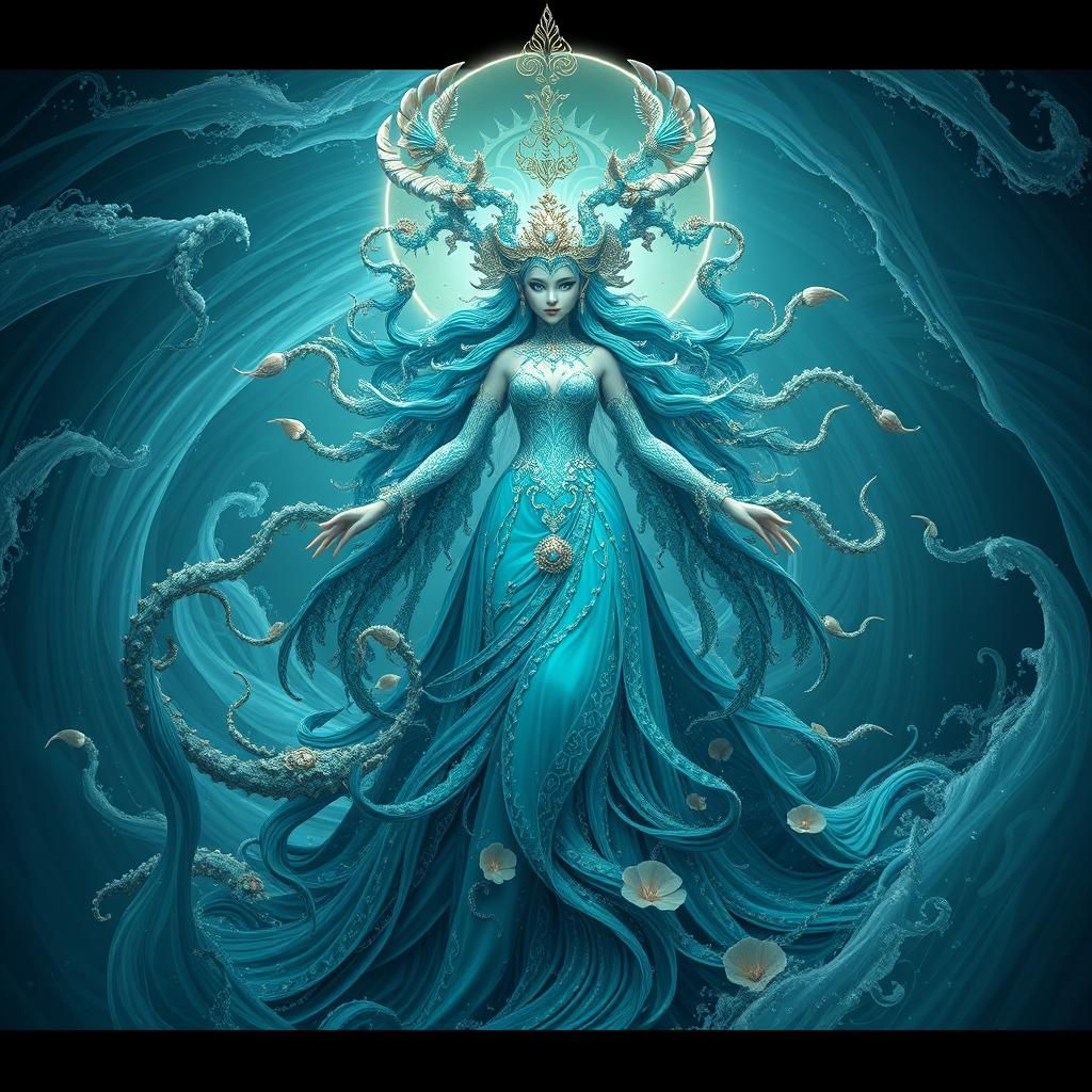 Tiamat, Goddess of the Sea, in 3D Anime Style