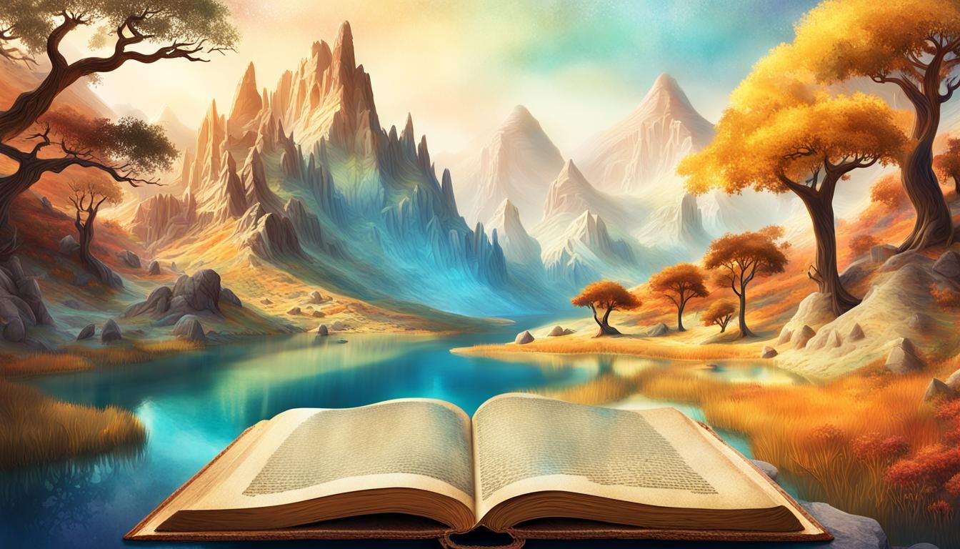 Surreal Landscape Unfolding From Ancient Book Pages