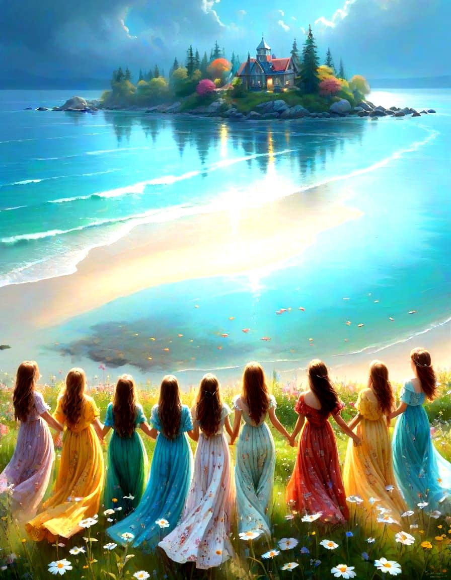 Ethereal Sisters' Beach Celebration in a Victorian Mansion