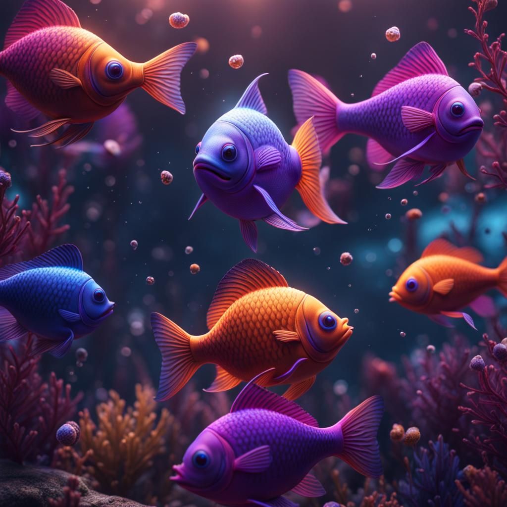 Tiny Purple Fish Fantasy Concept Art