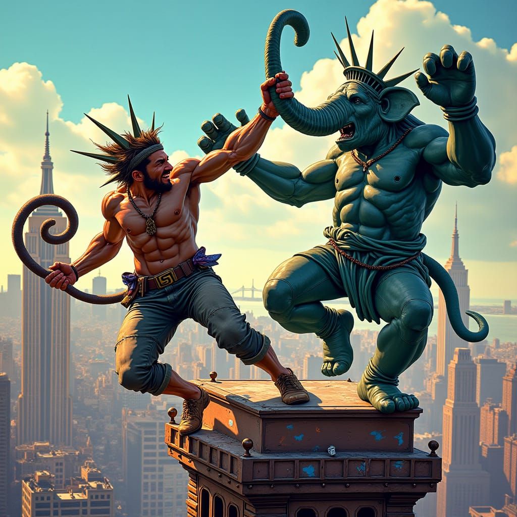 Monkey Tail Man vs Elephant Trunk Man on Liberty
