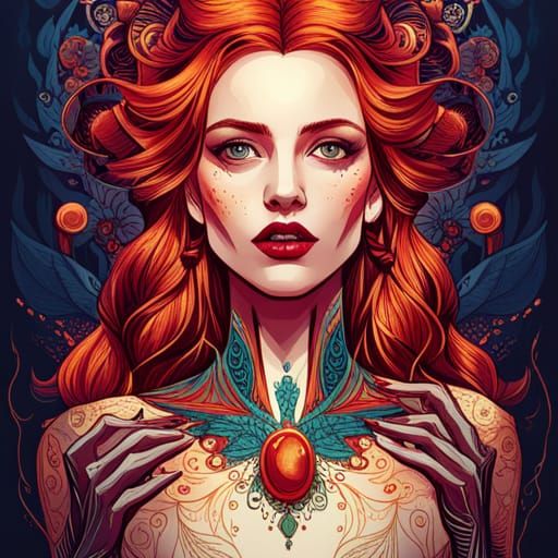 Luminous Queen of Vampires in Digital Painting Style