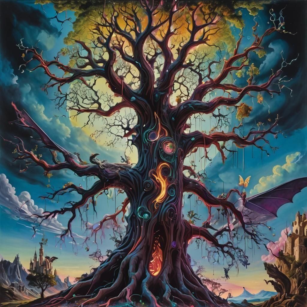 Surreal Cosmic Scene with Melting Clocks