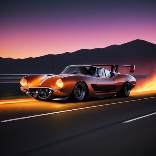Vintage Car Racing at Sunset: Speed and Freedom