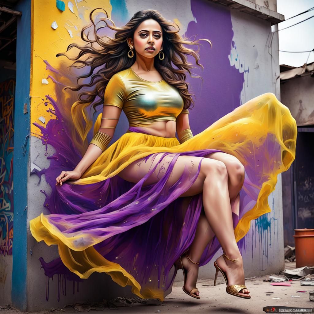Indian Actress in Graffiti Street Art Style