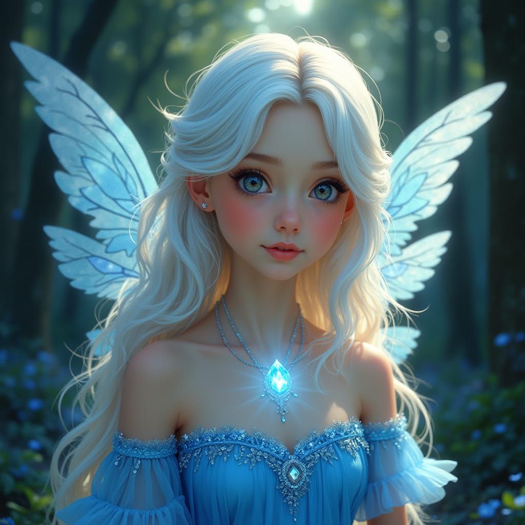 Angelical Maiden with Radiant Blue Diamond