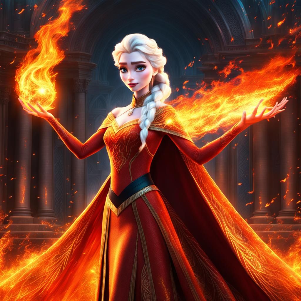 Elsa Using Her Fire Powers