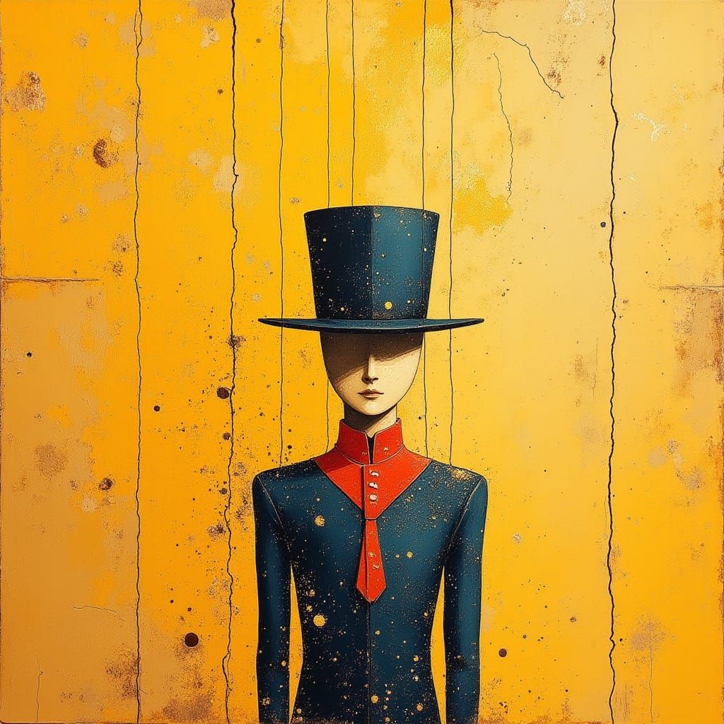 Cyberpunk Soldier Marionette in Vibrant Oil Paint