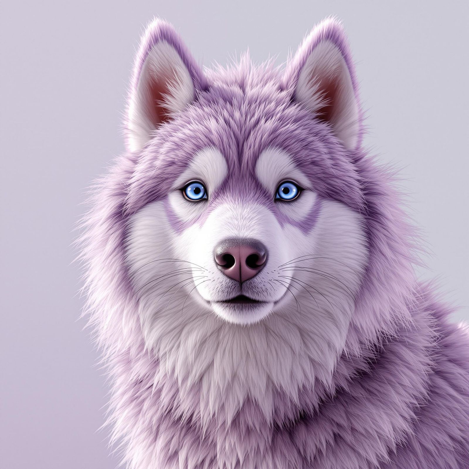 Majestic Lavender Siberian Husky Llama in Photorealistic 3D