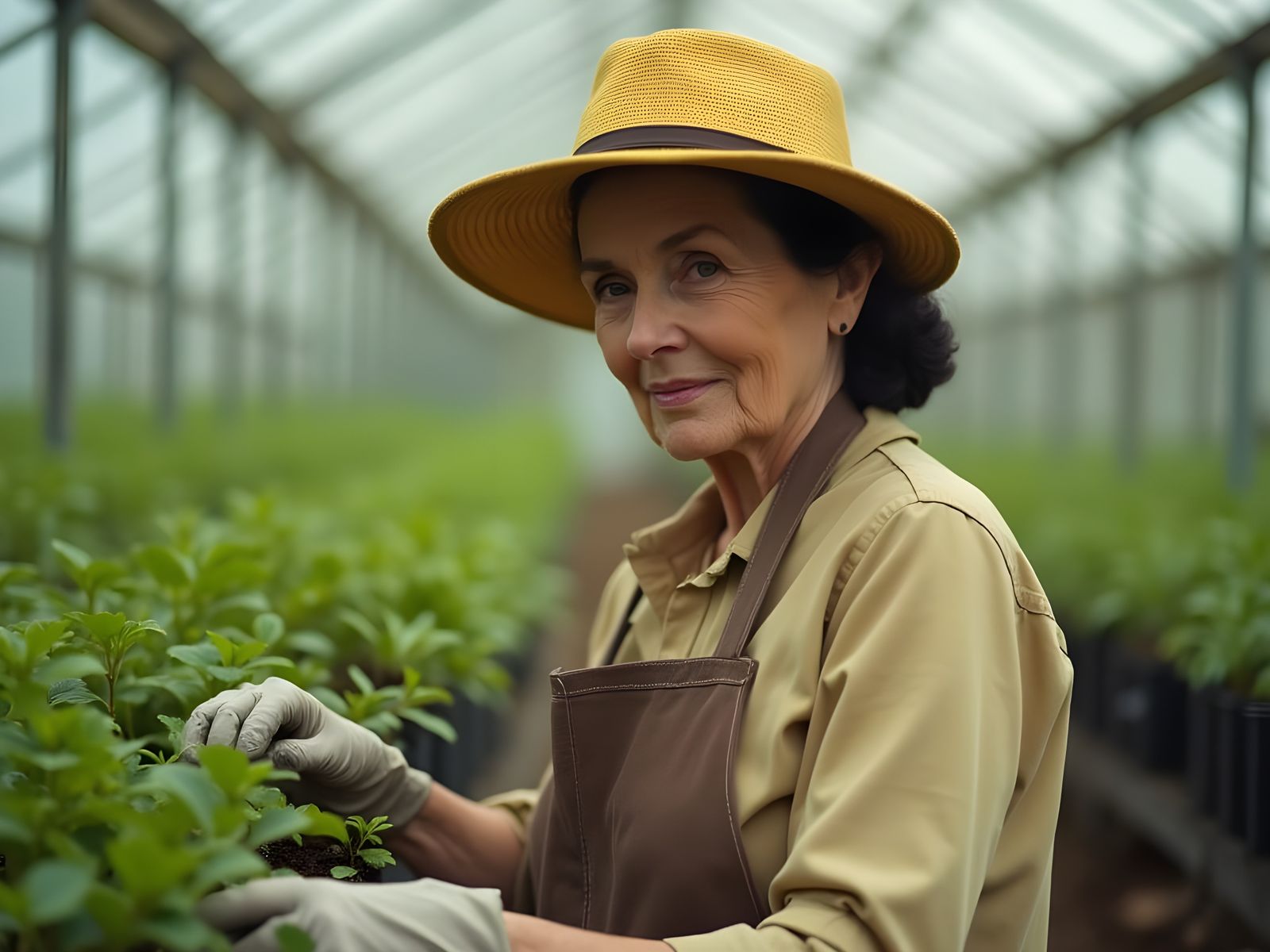 Stunning Aristocratic Grandmother in Greenhouse Attire