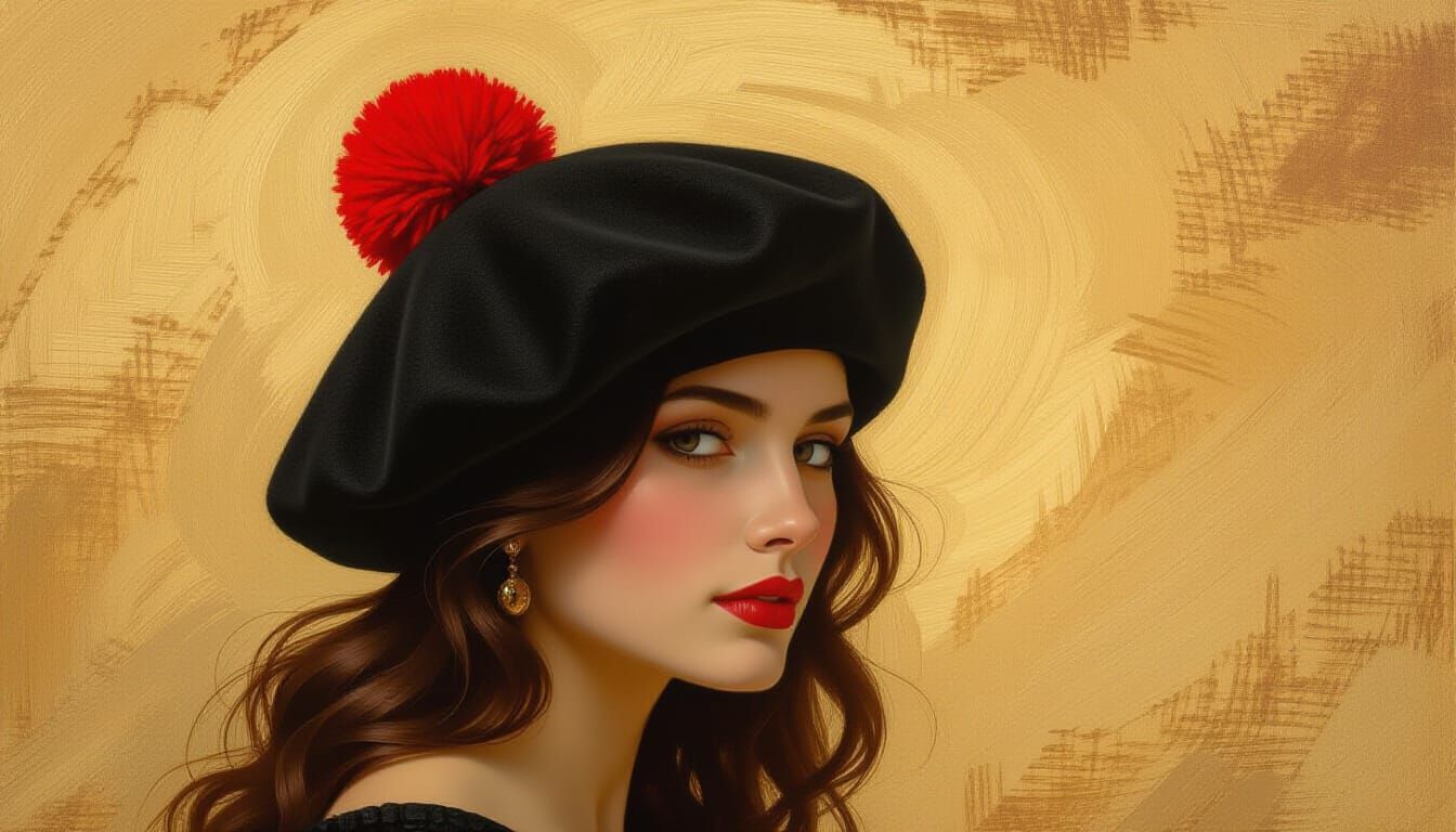 French Beret with Pompom in Renaissance Style