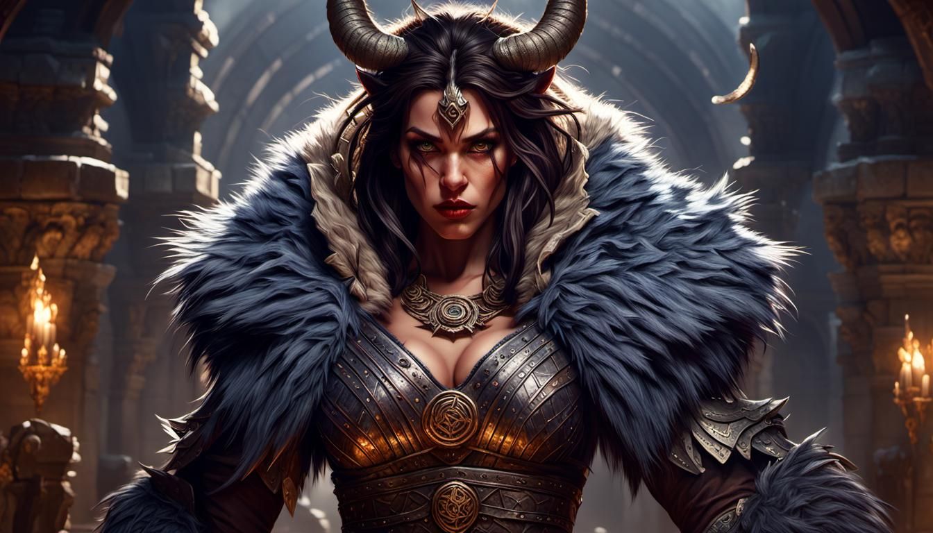 Minotaur Daughter in Dark Fantasy Style