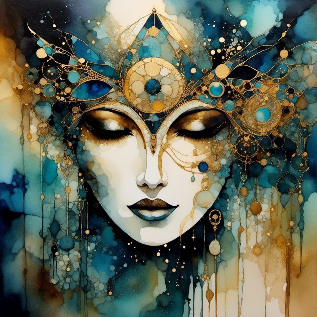 Masked Lady in Cel-Shaded Cubist Style