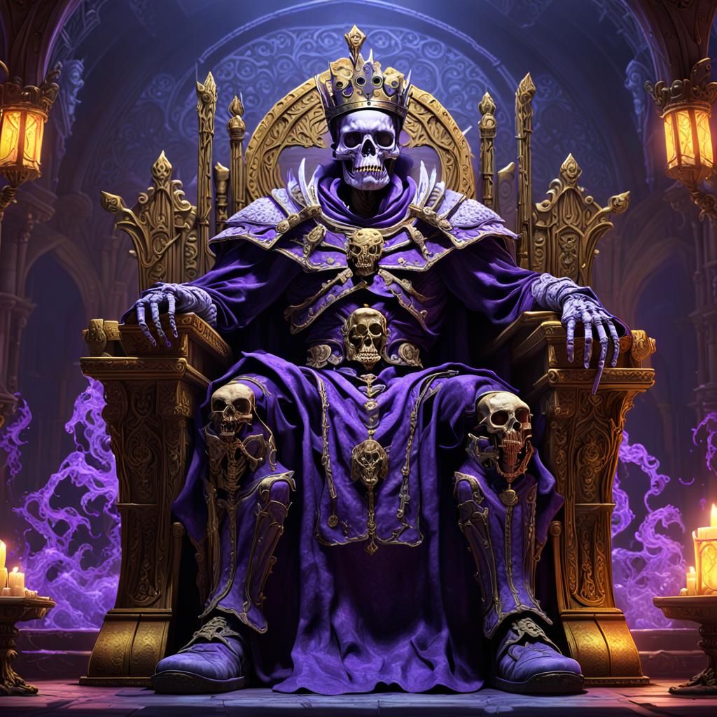 Skeleton King on Throne: Dark Fantasy Concept Art