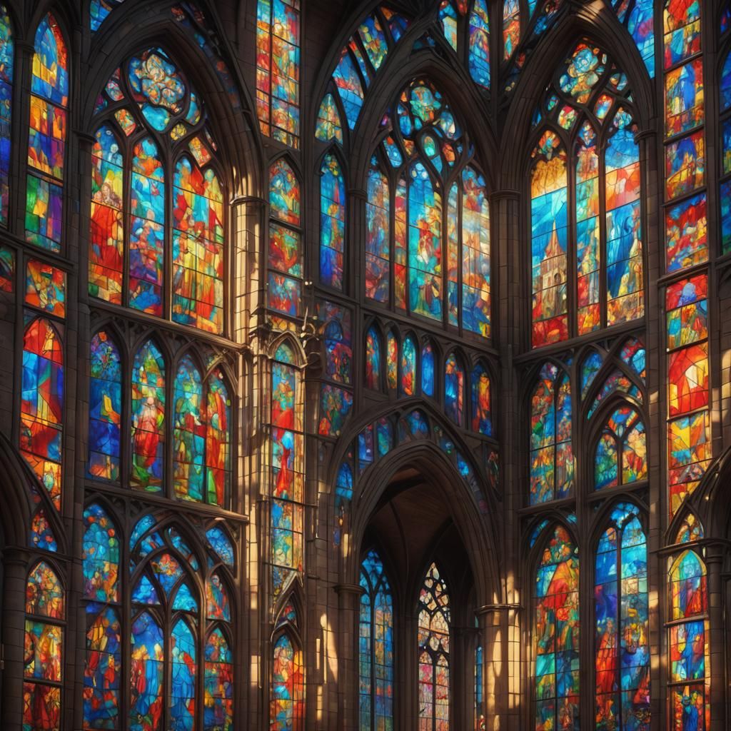 Rainbow Reflections in Church Stained-Glass Windows