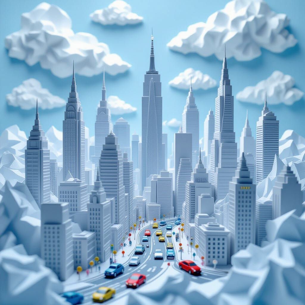 Paper Metropolis Cityscape with Detailed Architecture